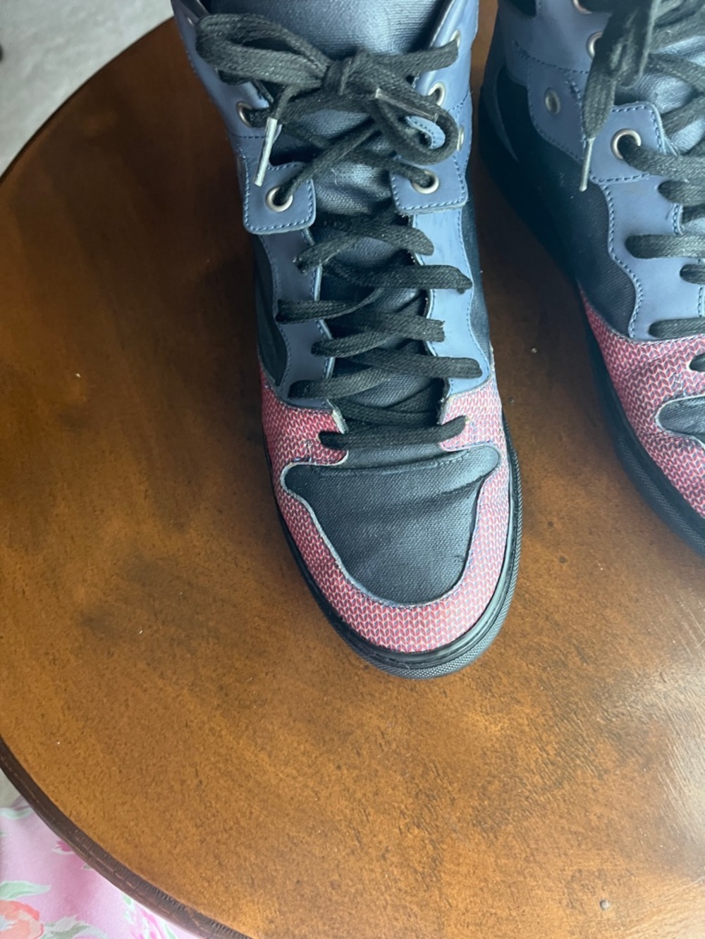 Balenciaga High-Top Colorblock Sneakers in Blue and Pink